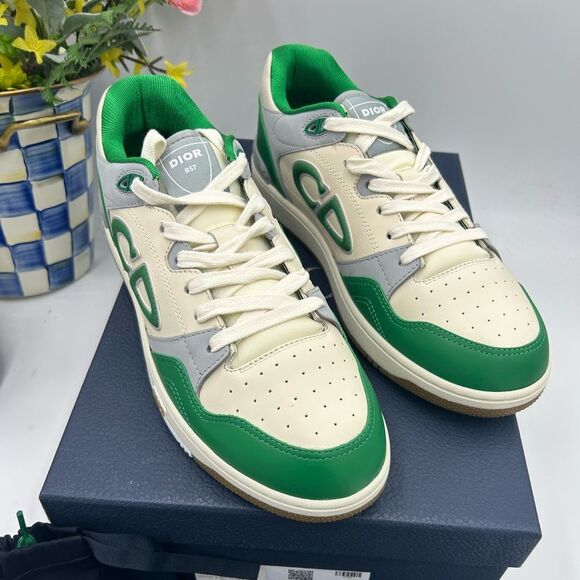 Men's Dior B 57 dribble low top leather sneakers size 44 made in Italy - Picture 1 of 15
